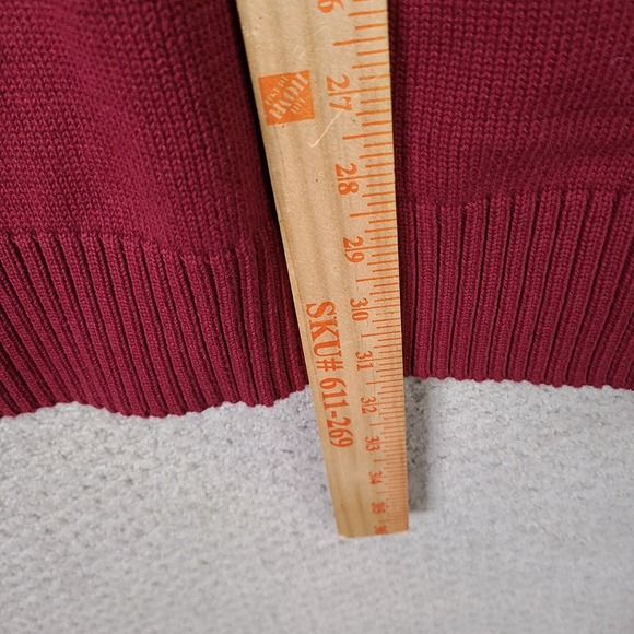 Eddie Bauer Sweater‎ Mens TXL Red Henley Pullover Thick Knit Combed Cotton - Picture 9 of 10